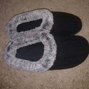 Black fuzzy slippers!!!!
